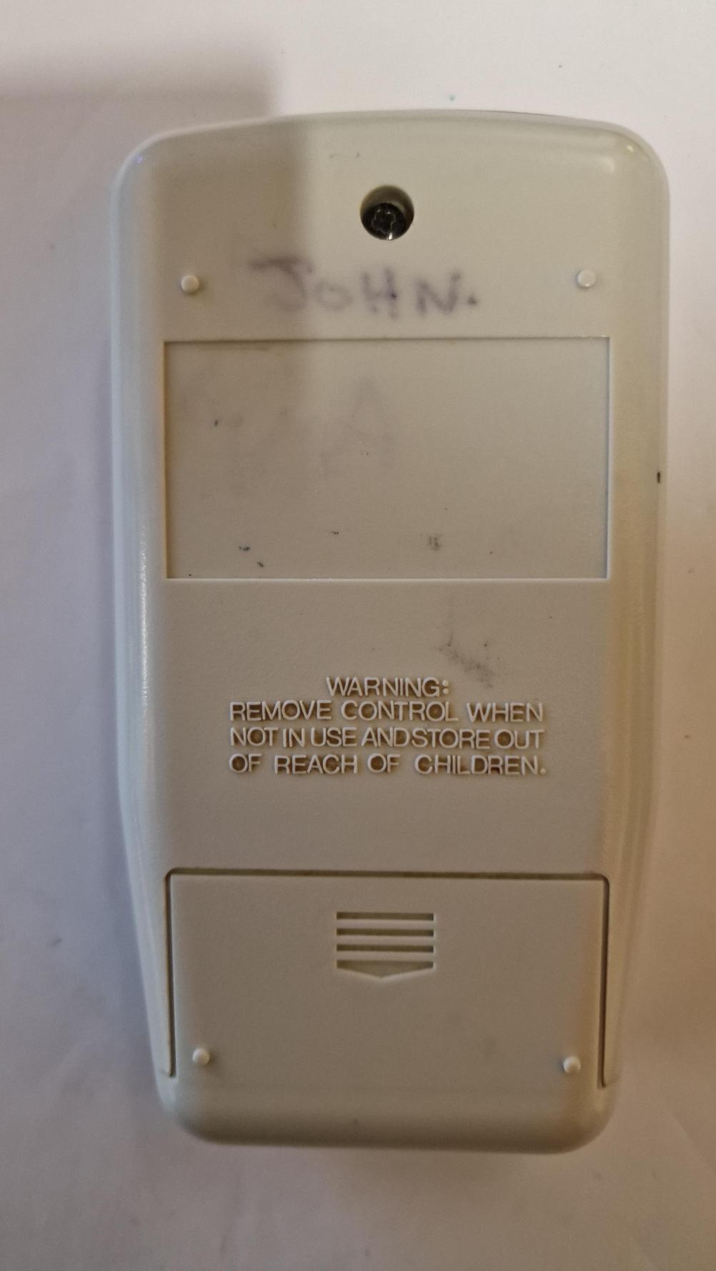 Sleepeezee  Remote Control - Back Image