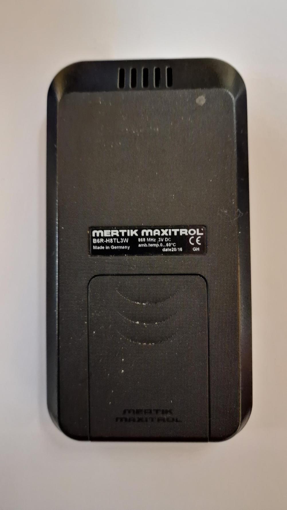 Mertik Maxitrol  Remote Control - Back Image
