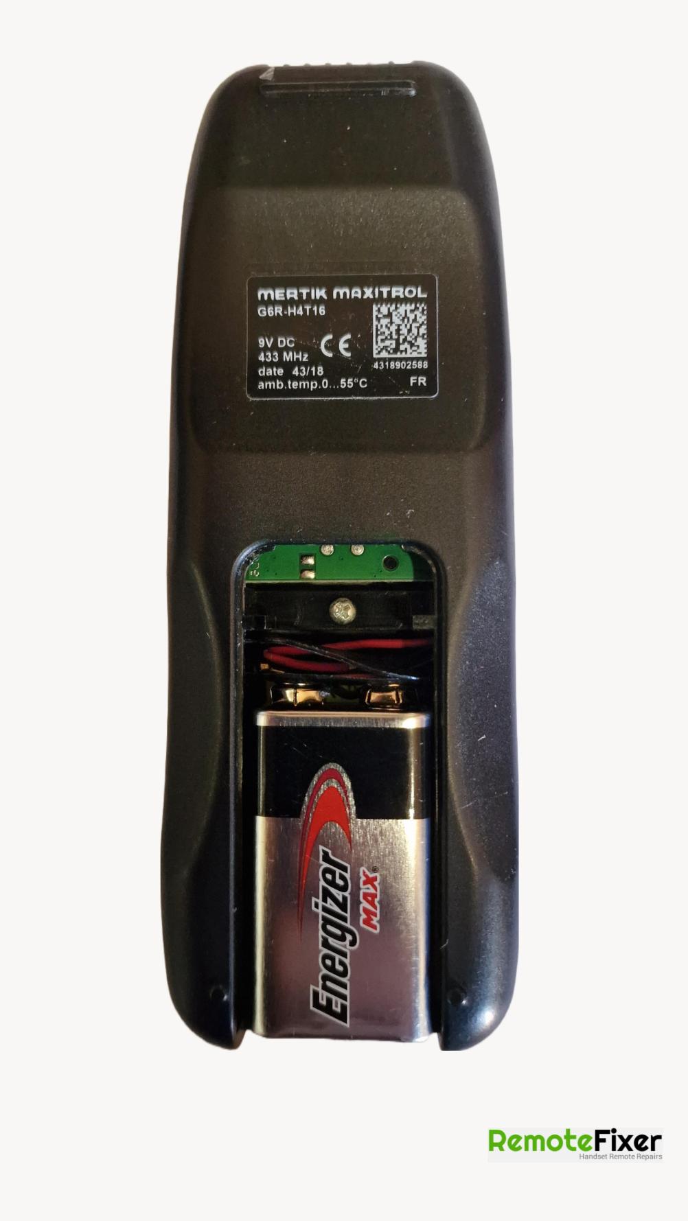 Mertik  G6R R4AU Remote Control - Back Image