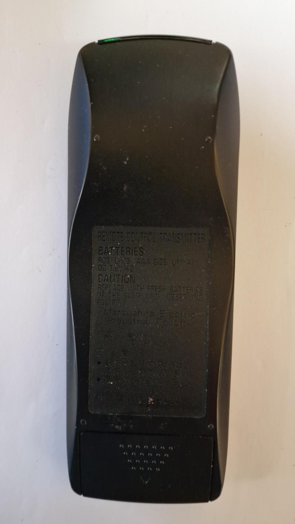 Technics  Remote Control - Back Image