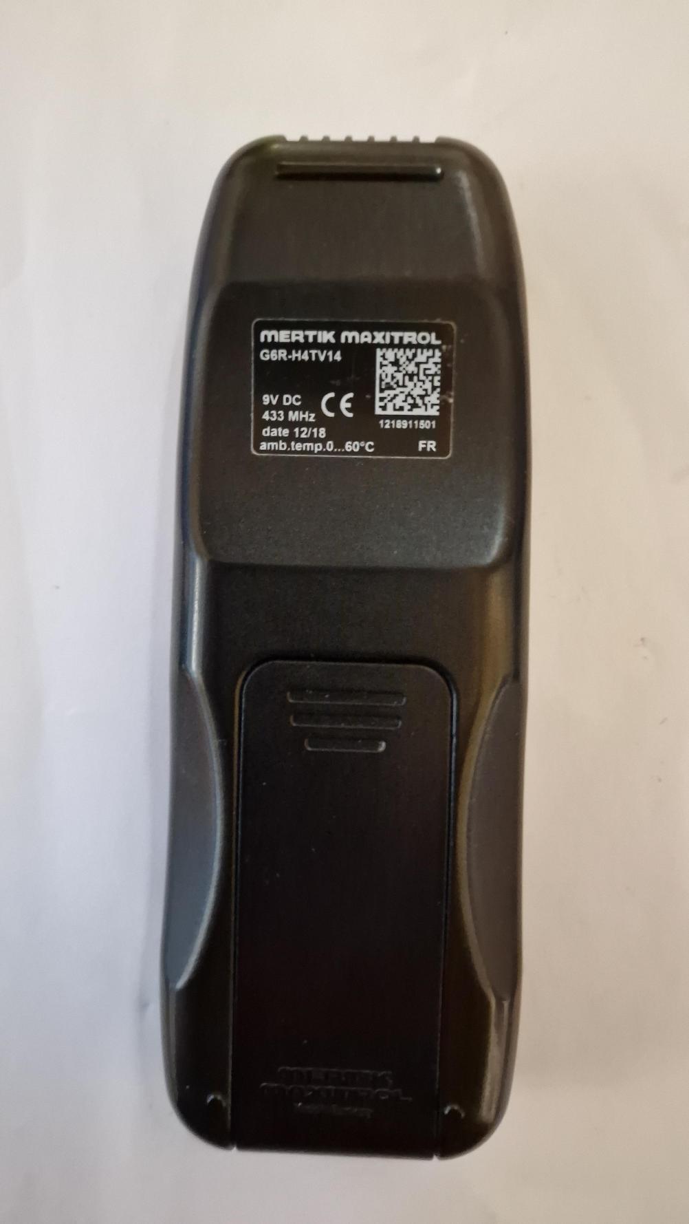 Mertik Maxitrol G6R-H4TV14 Remote Control - Back Image