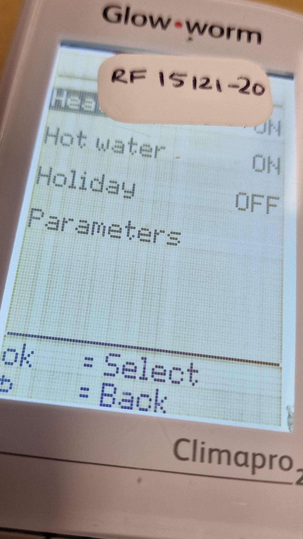 Climapro 2  RF thermostat Remote Control - Inside Image
