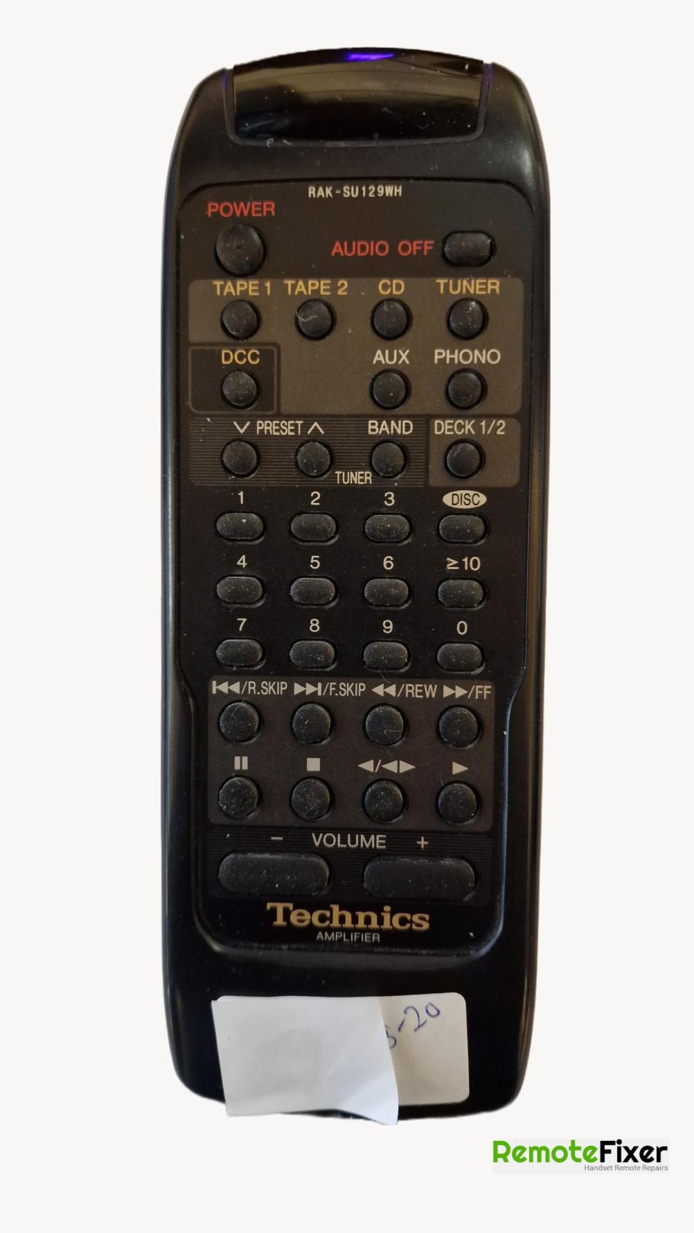 Technics  RAK-SU129WH  Remote Control - Front Image