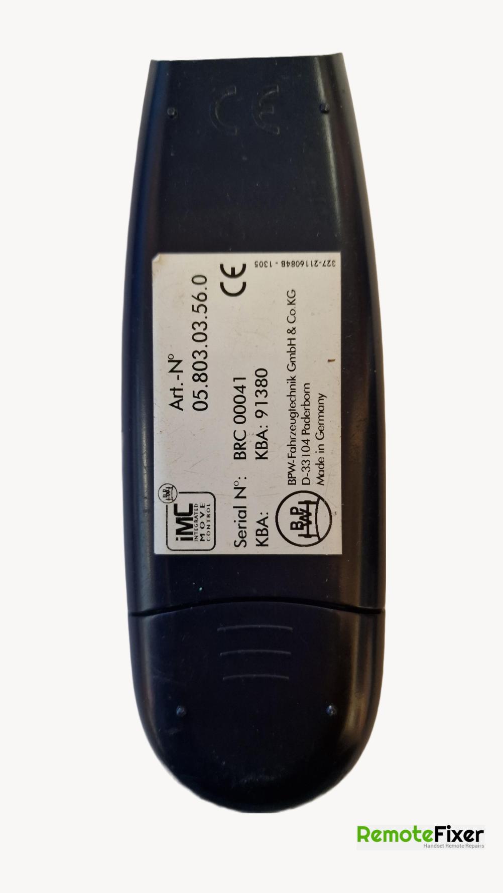 IMC   Remote Control - Back Image