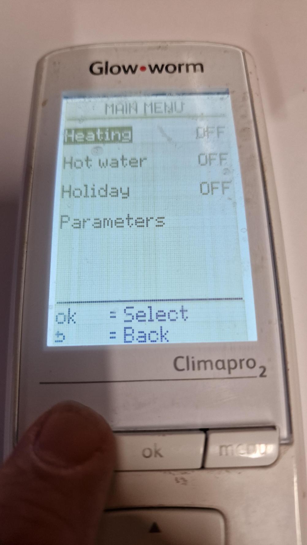 Glow worm  Climapro2 Remote Control - Inside Image