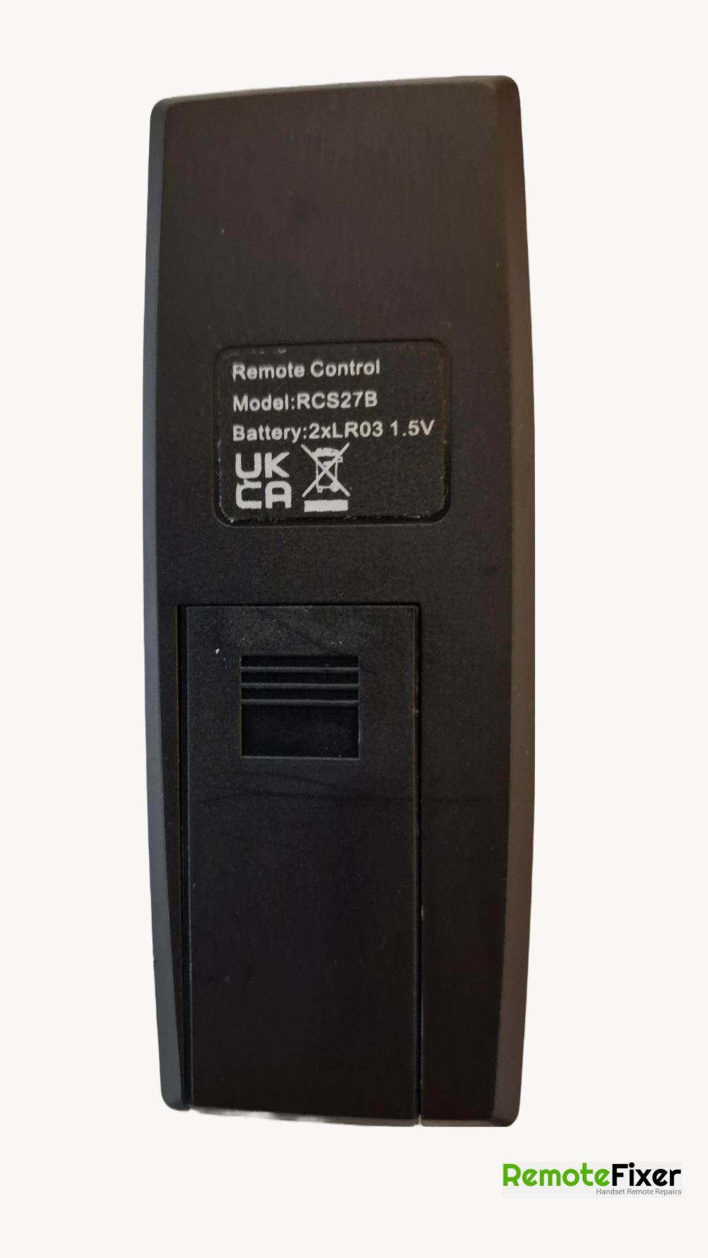 RCS27B  Remote Control - Back Image