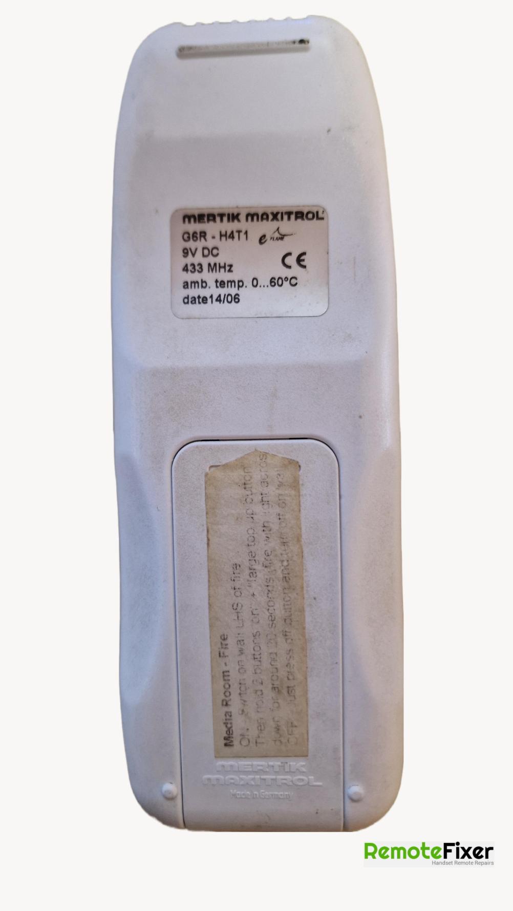 Mertik Maxitrol  GR6-H4T1 Remote Control - Back Image