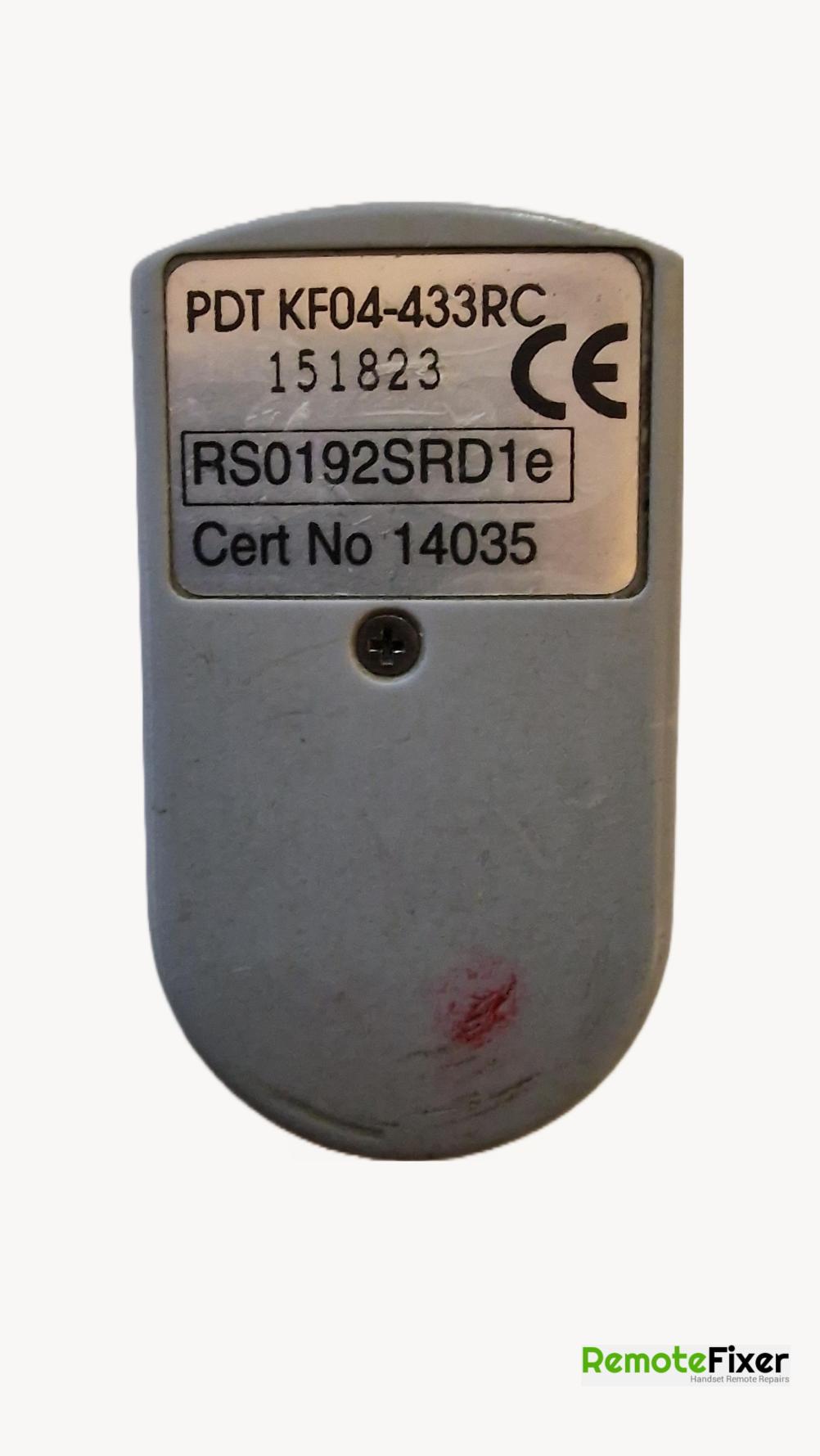 PDT KF04-433RC  Remote Control - Back Image