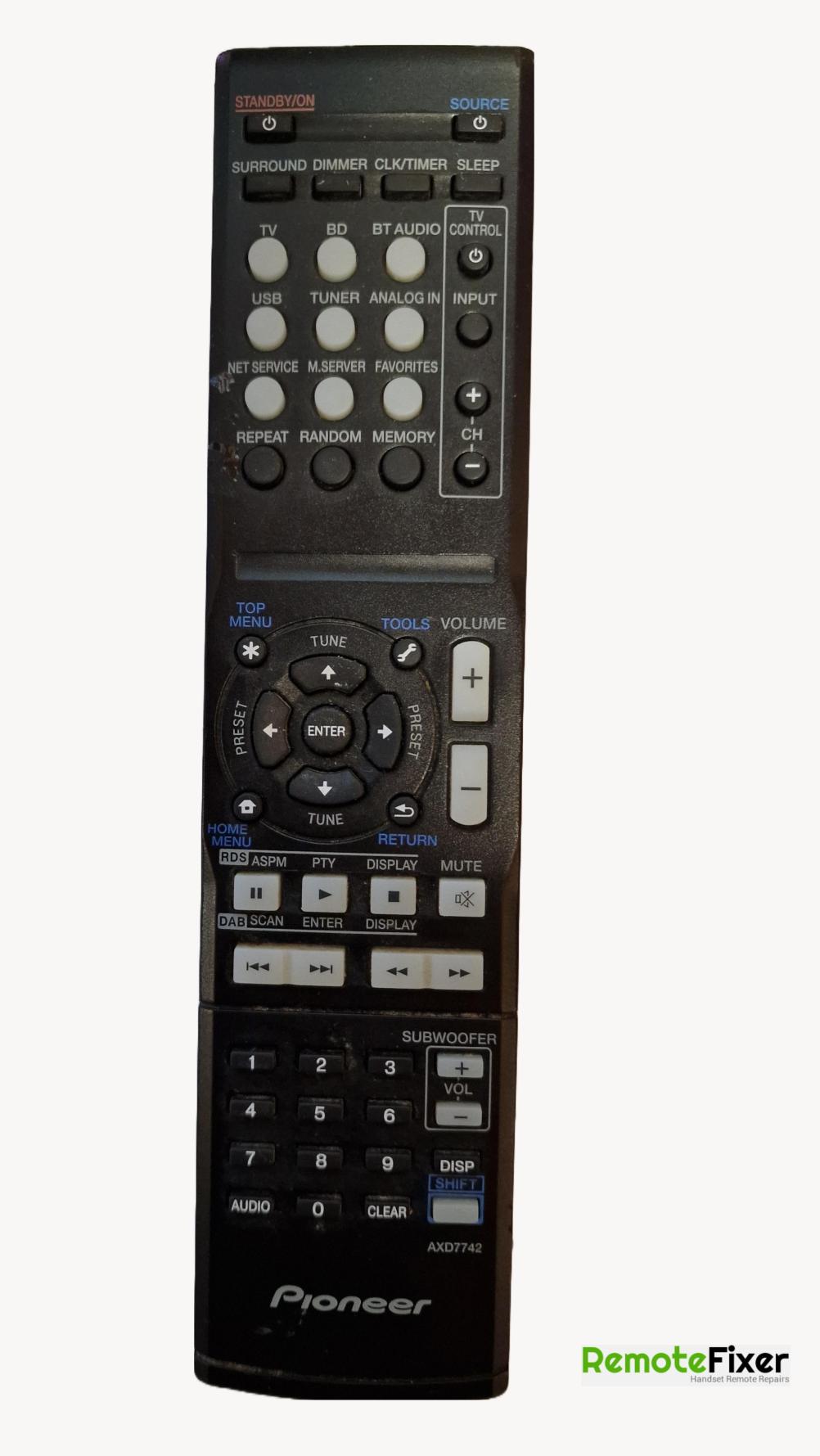 Pioneer SBX-B70 Remote Control - Front Image