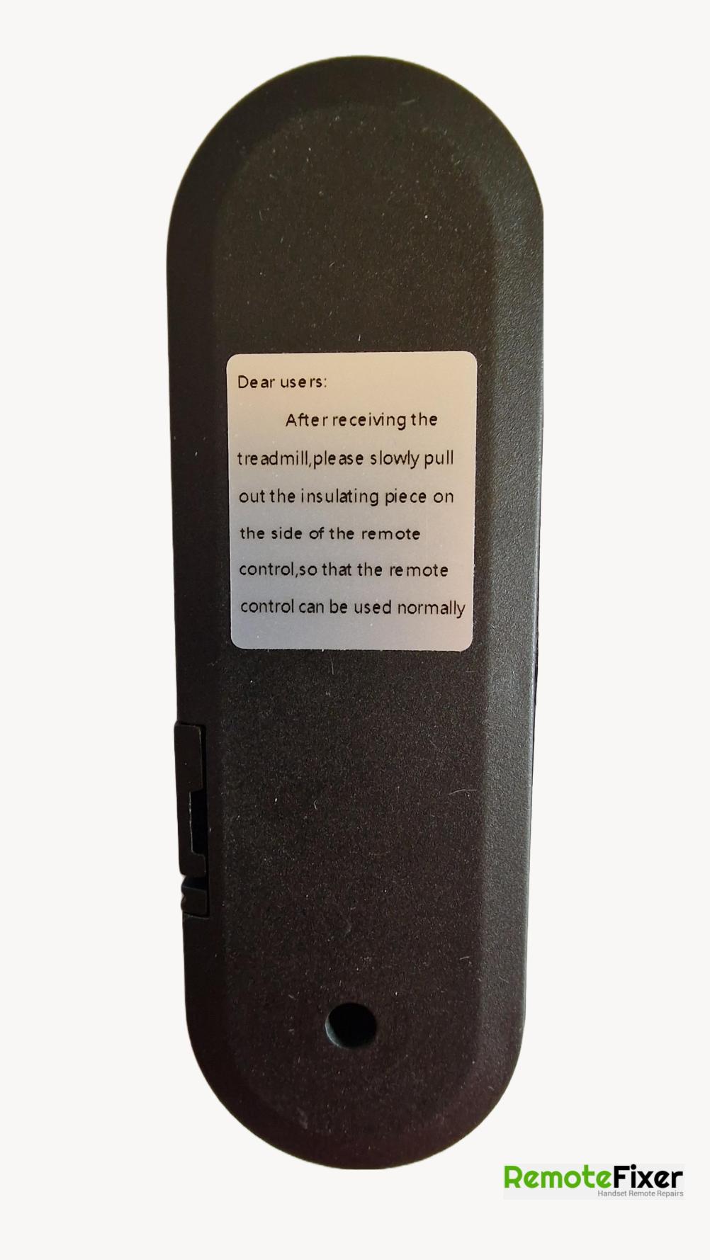 Treadmill  Remote Control - Back Image