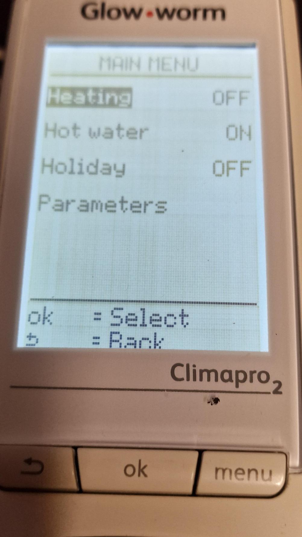 Glow Worm Climapro 2 Remote Control - Second Inside Image