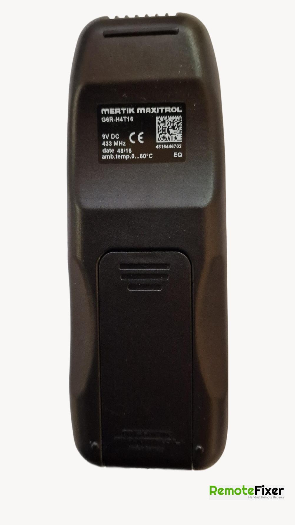 Mertik maxitrol  Remote Control - Back Image