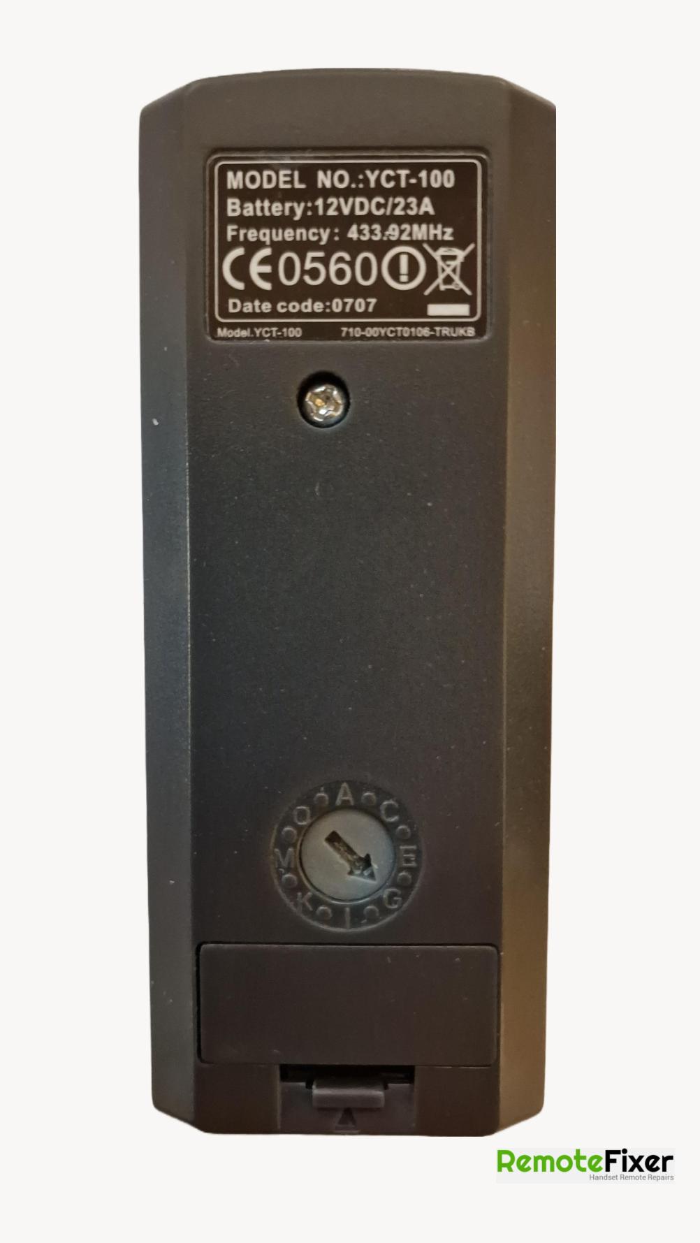 Flamerite fire YCT-100 Remote Control - Back Image