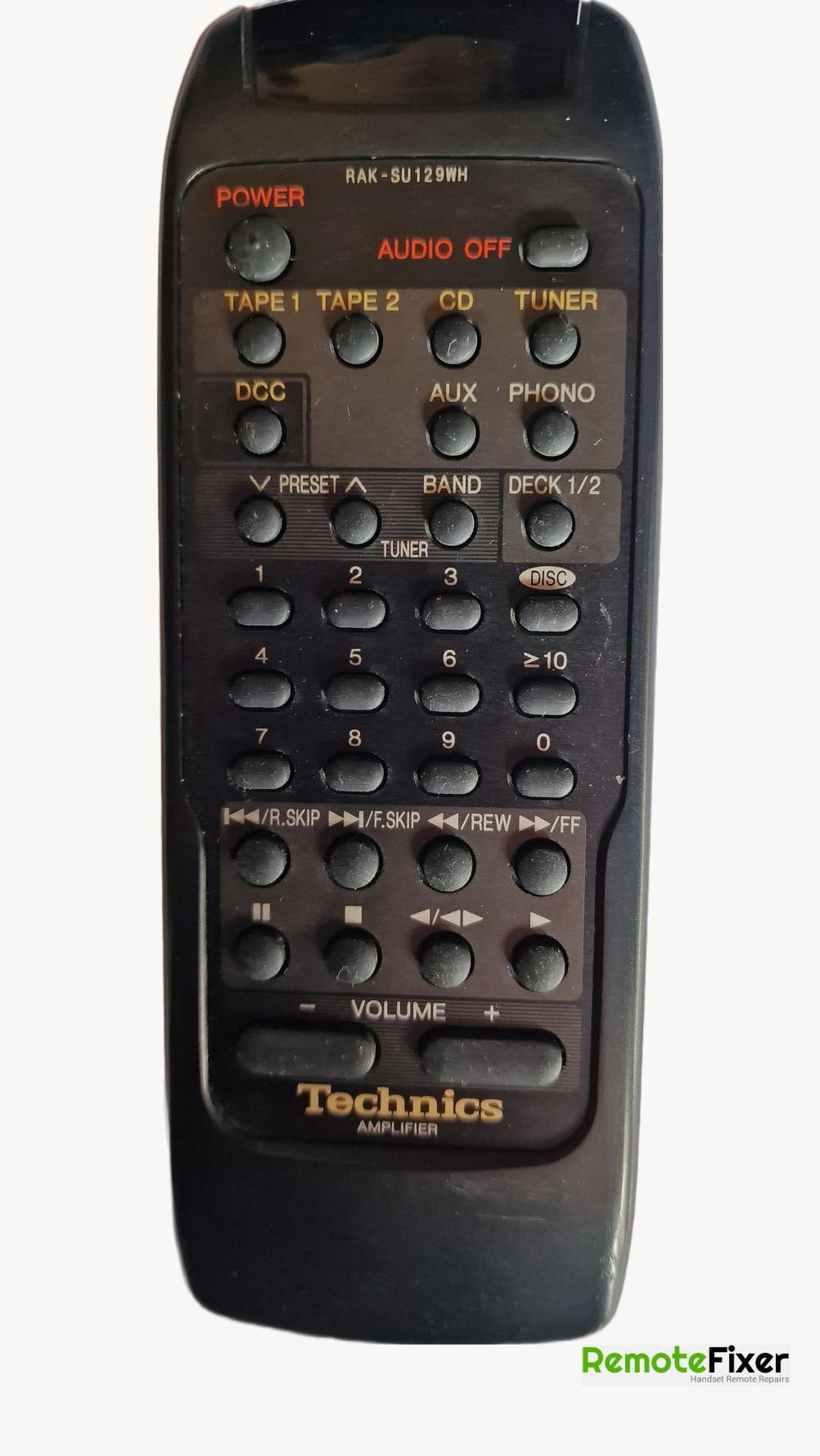 Technics  RAK-SU129WH Remote Control - Front Image