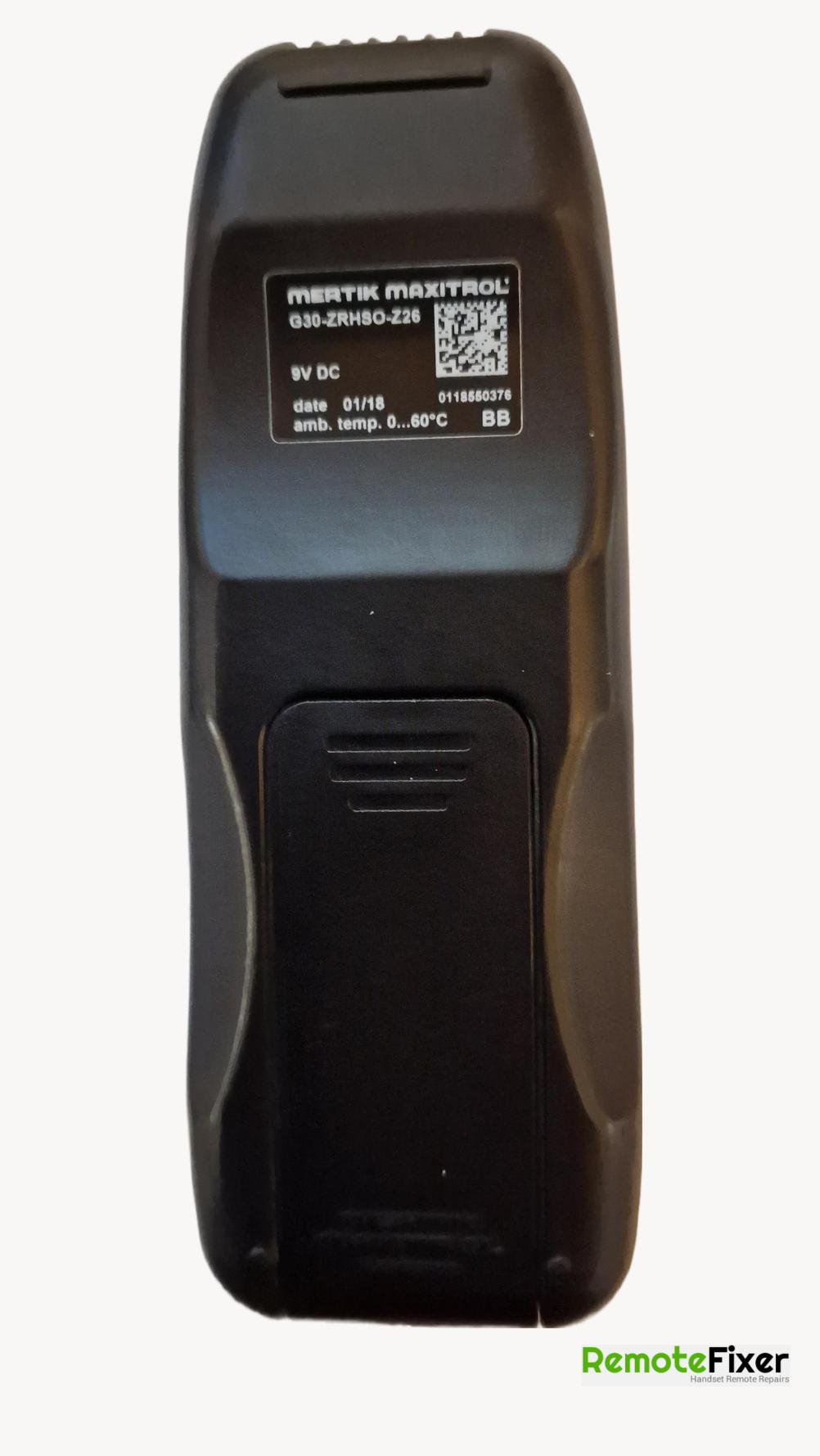 Gazco  G30-ZRHS0-Z26 Remote Control - Back Image