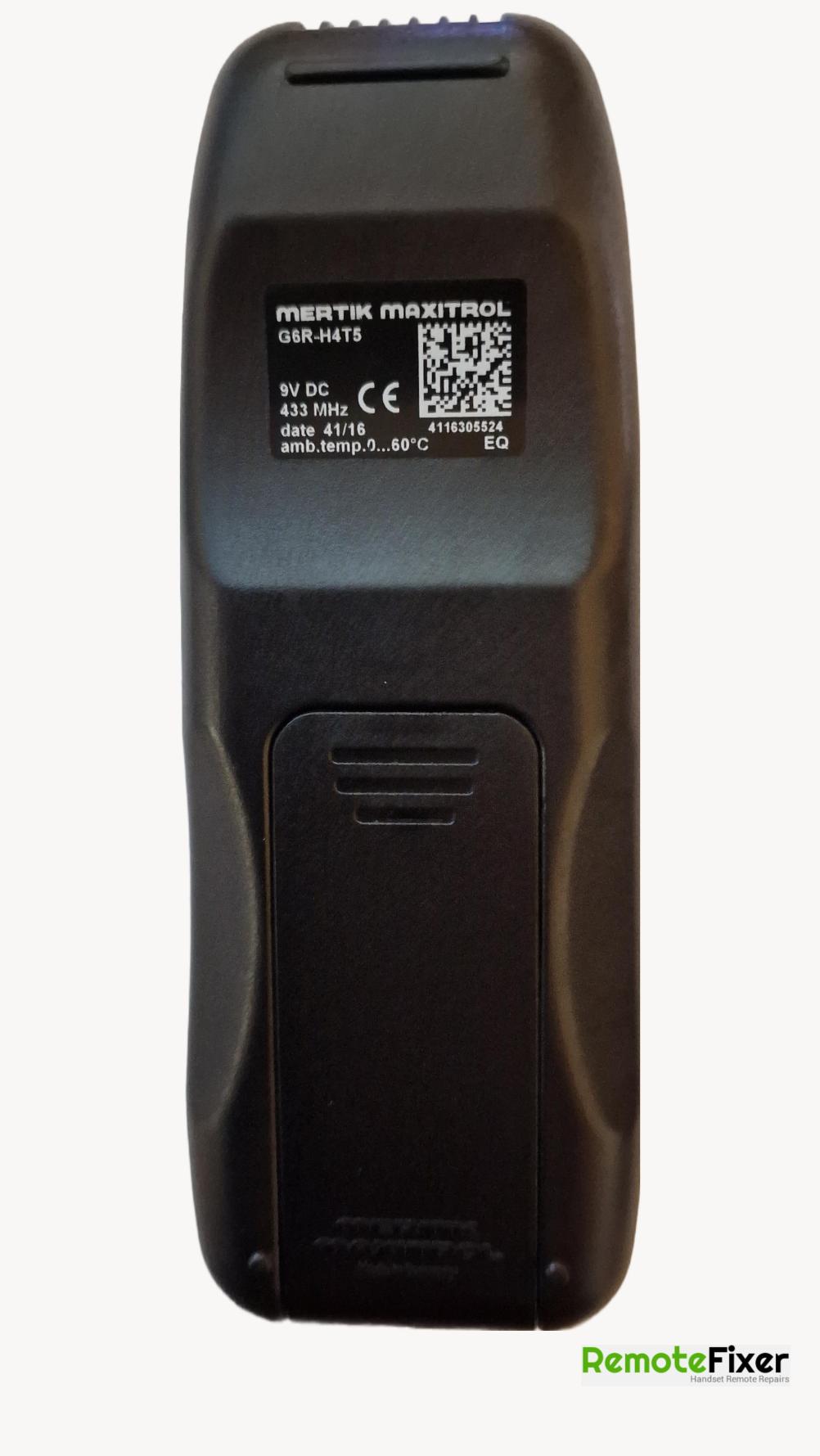 Mertik maxitrol  Remote Control - Back Image