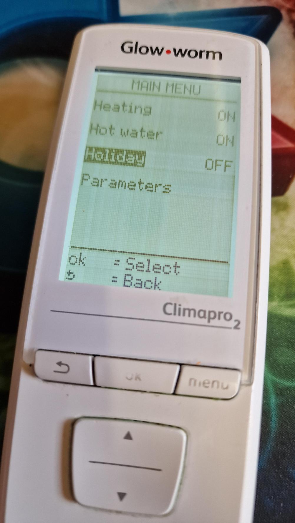 Glow worm Climapro 2 Remote Control - Second Inside Image