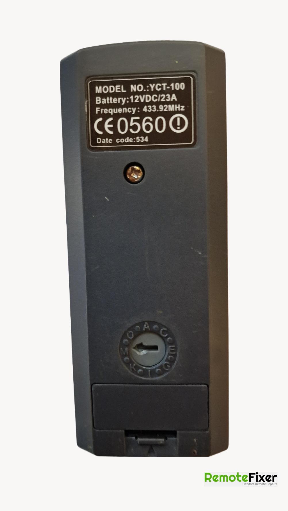 Flamerite  YCT 100 Remote Control - Back Image