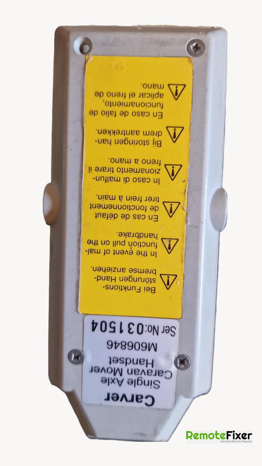 Carver  Remote Control - Back Image