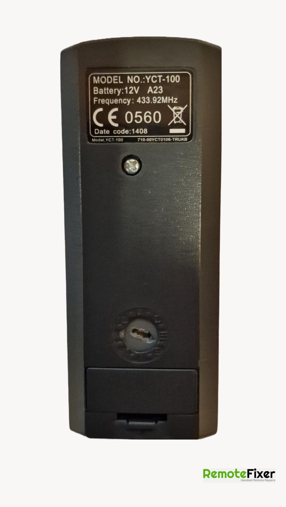 Flamerite  yct 100 Remote Control - Back Image