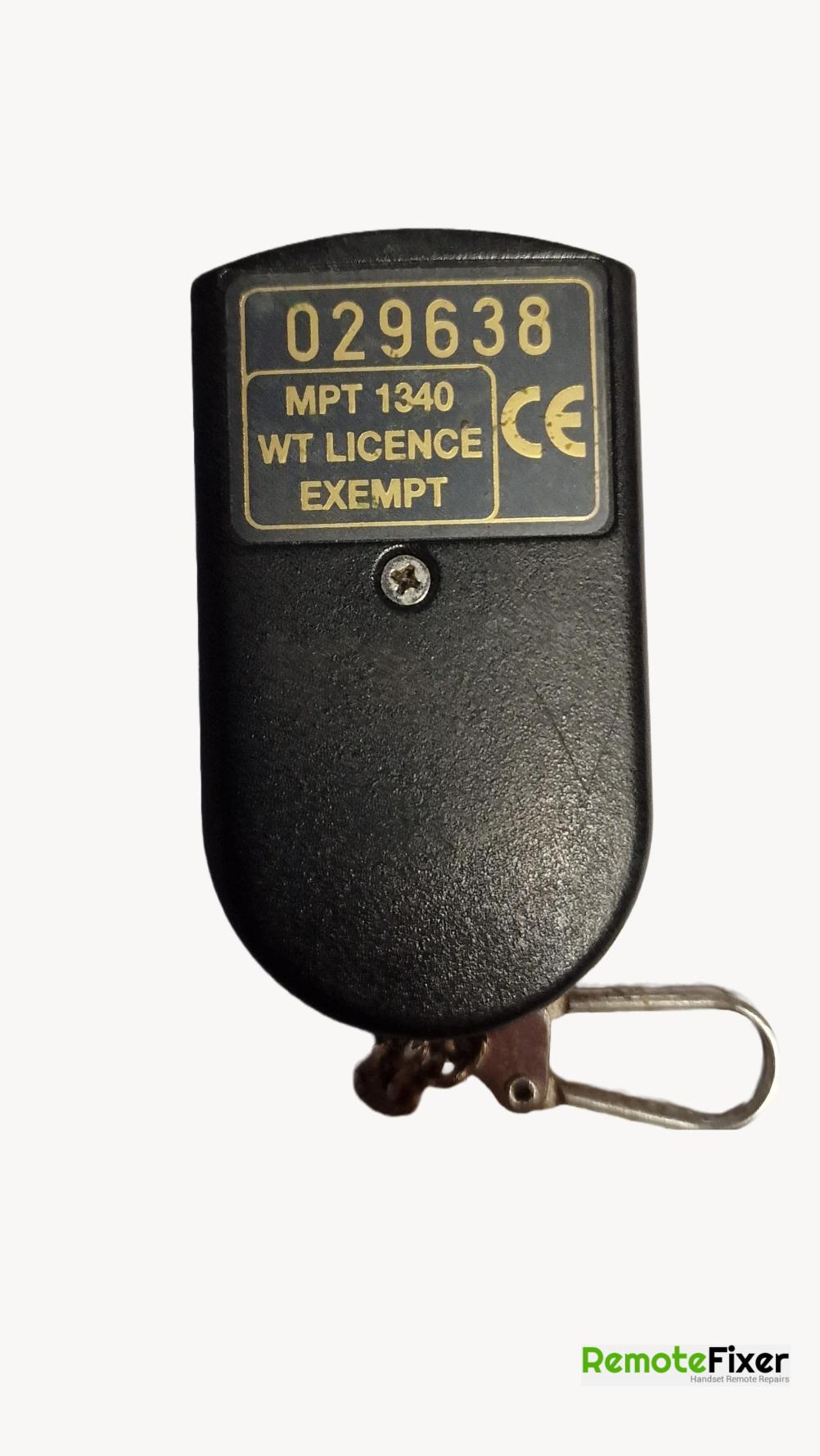 MPT 1340  Remote Control - Back Image