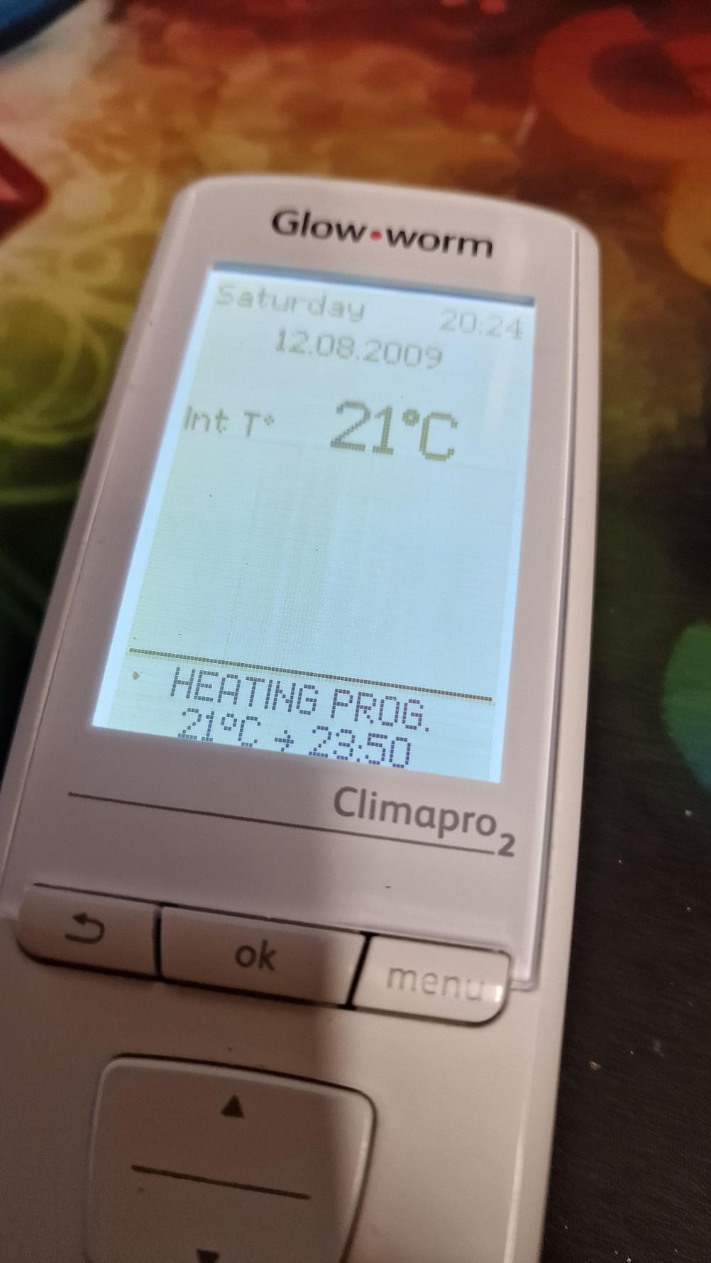 Glow worm  climapro2 rf b Remote Control - Second Inside Image