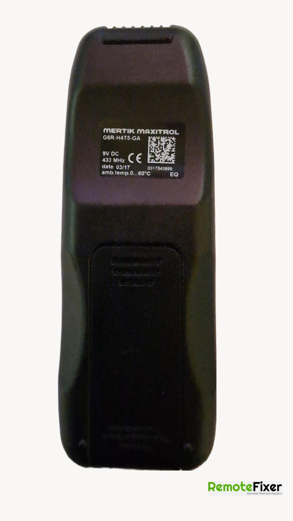 Gazco  Remote Control - Back Image