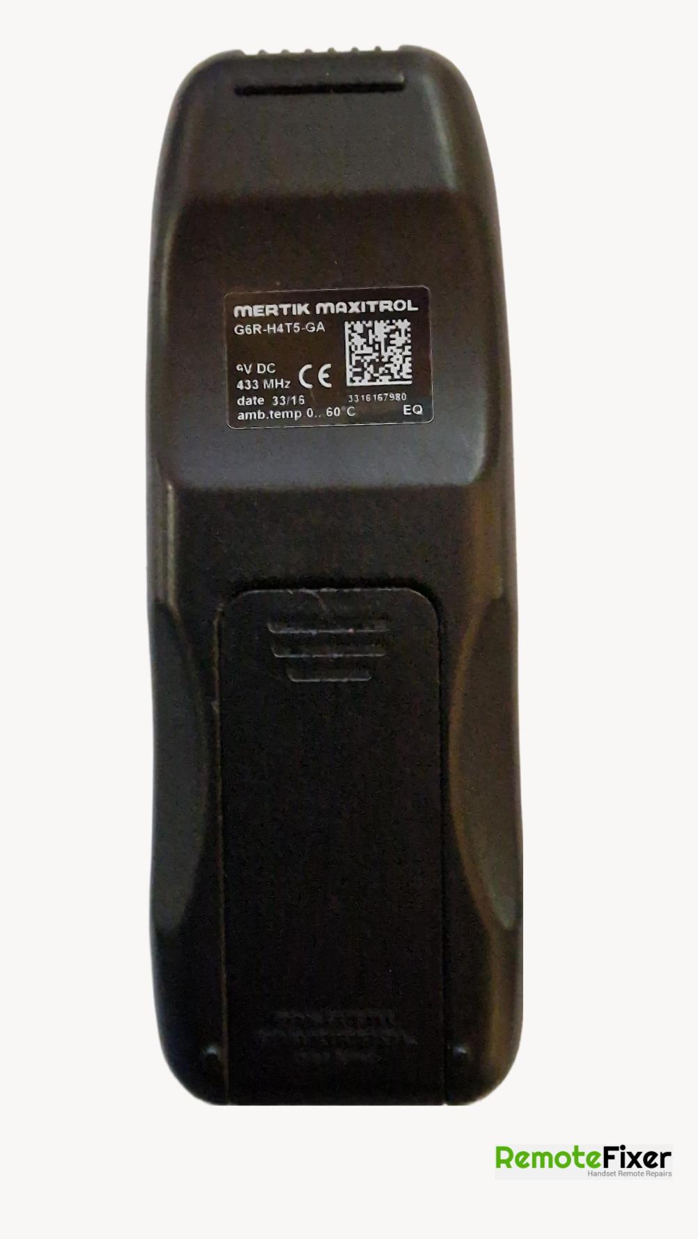 Gazco mertik maxitrol  G6RH4T5GA Remote Control - Back Image