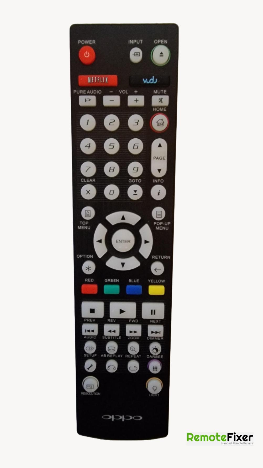 Oppo  bdp105d Remote Control - Front Image