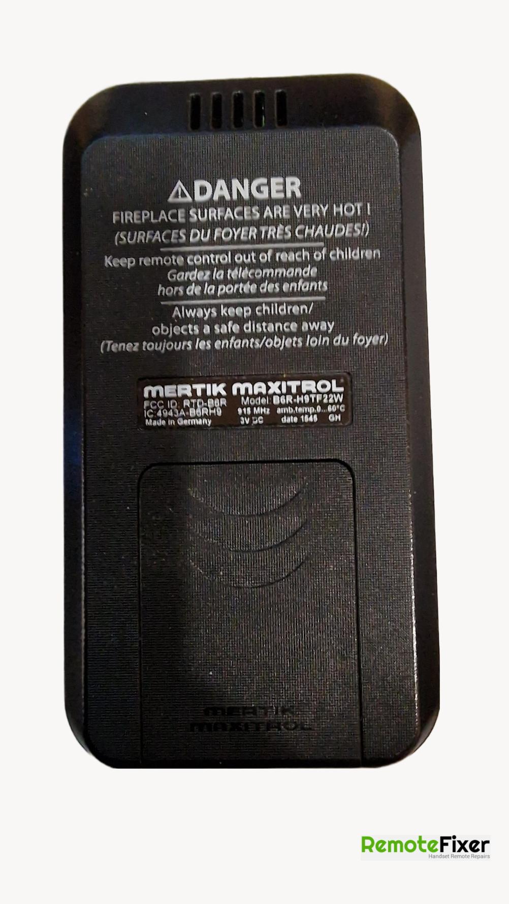 Maxitrol  b6r h9tf22w Remote Control - Back Image