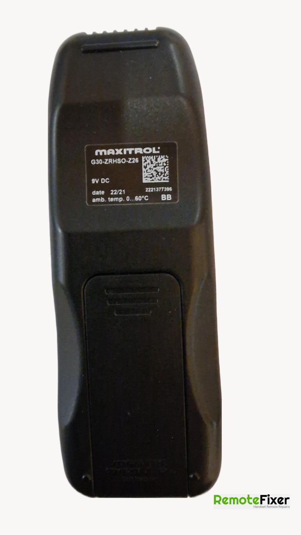 Maxitrol  G30-ZRHSO-Z26 Remote Control - Back Image