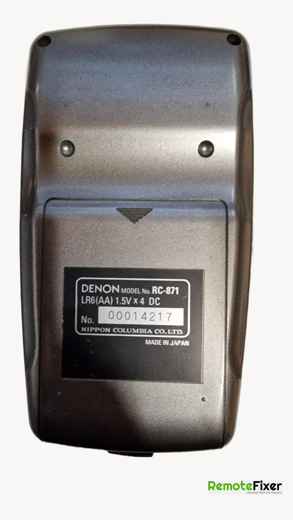 Denon  RC-871 Remote Control - Back Image