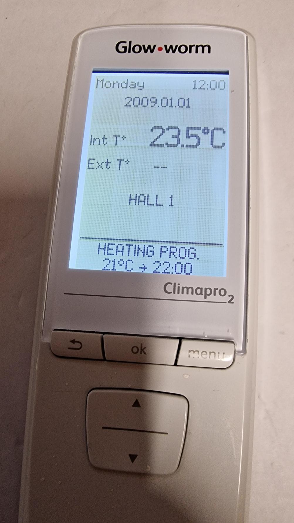 Glow Worm  Climapro2 Remote Control - Inside Image