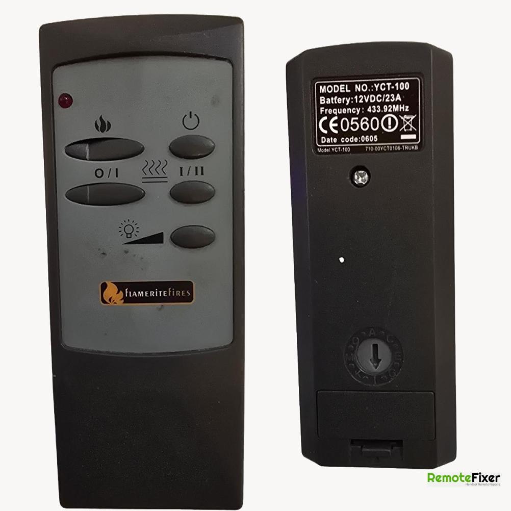 Flamerite Fires  YCT-100 Remote Control - Front Image