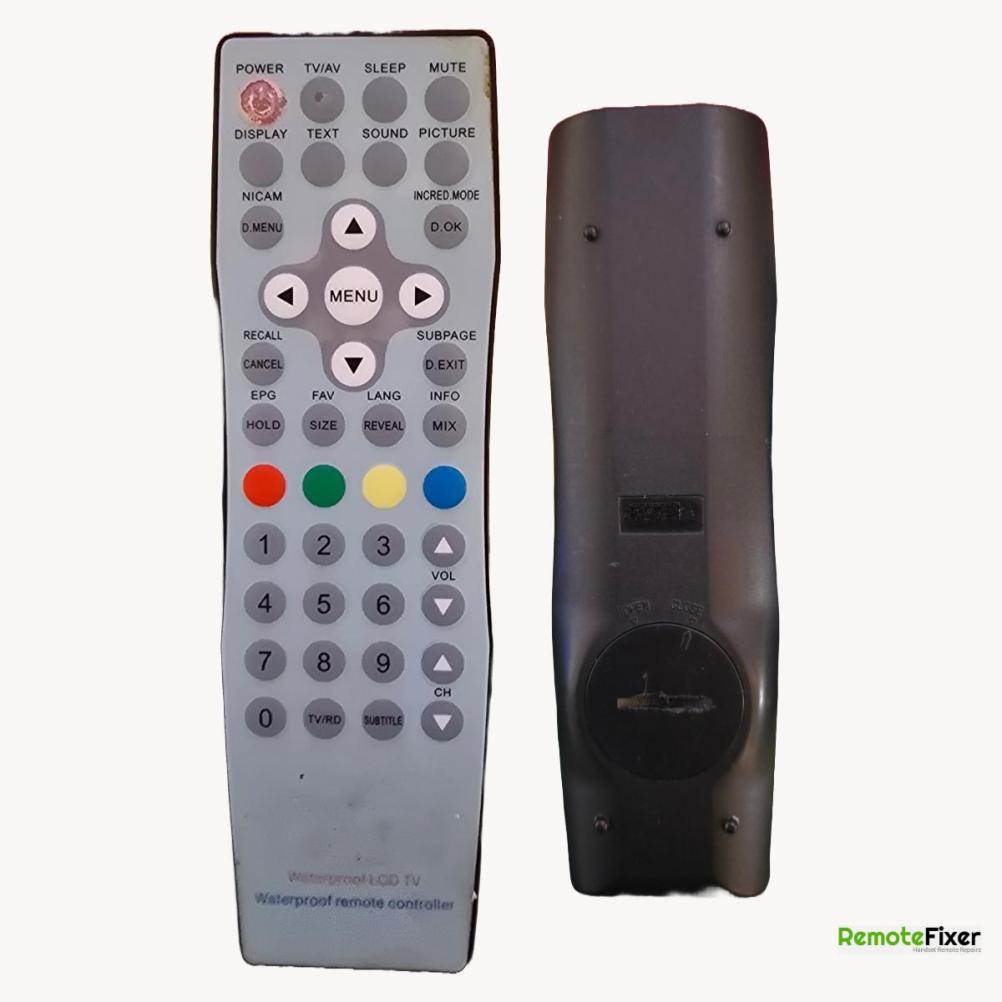 WATERPROOF  DIGITAL LCD TV TKW128 Remote Control - Front Image