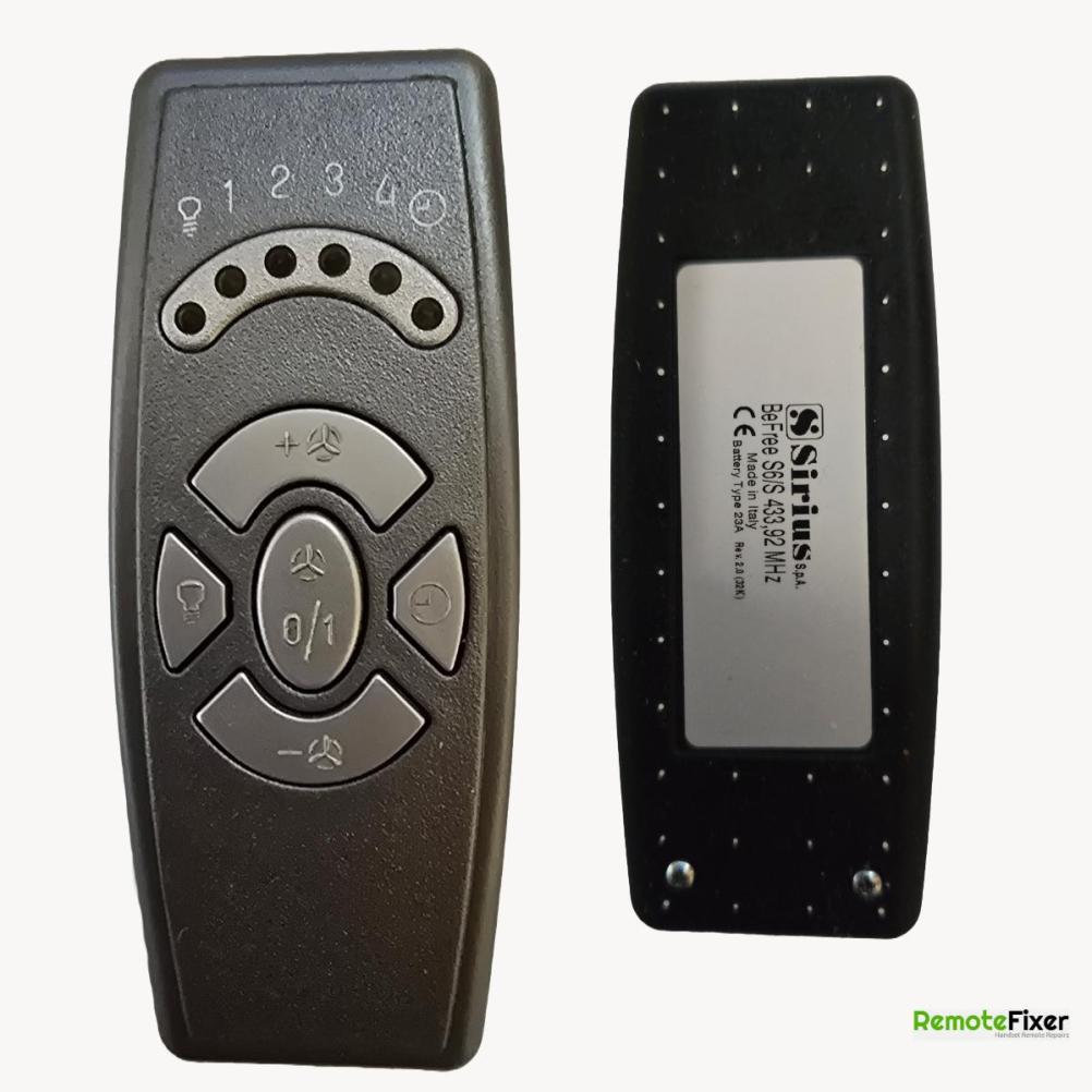 Sirius  befree S6/s Remote Control - Front Image