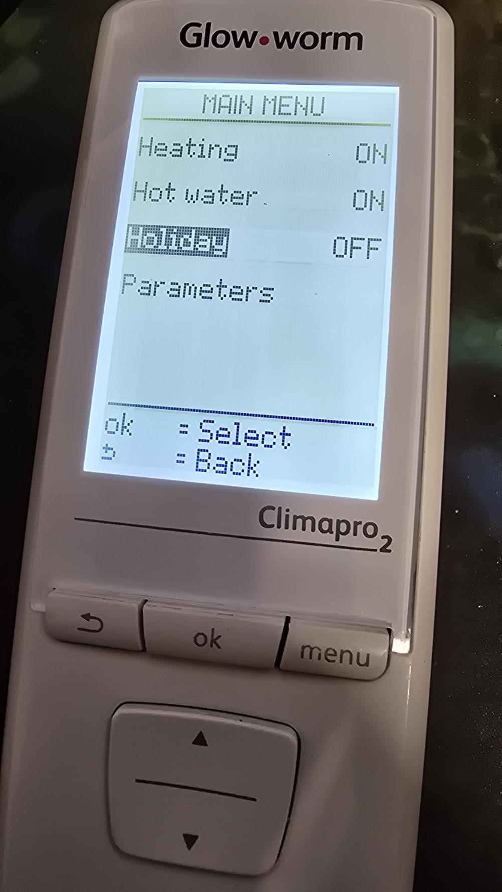 Glow Worm  Climapro 2 Remote Control - Inside Image