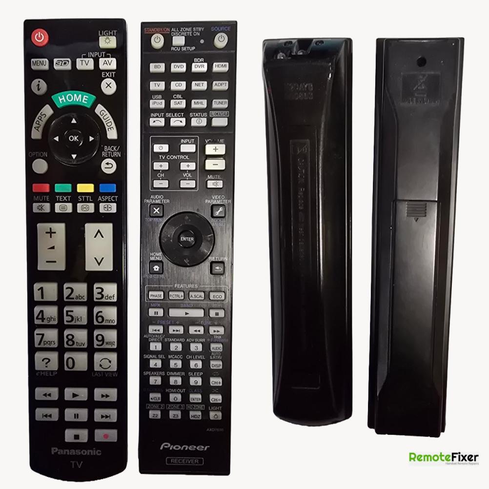 Panasonic and Pioneer N2QAYB + AXD7698 Remote Control - Front Image