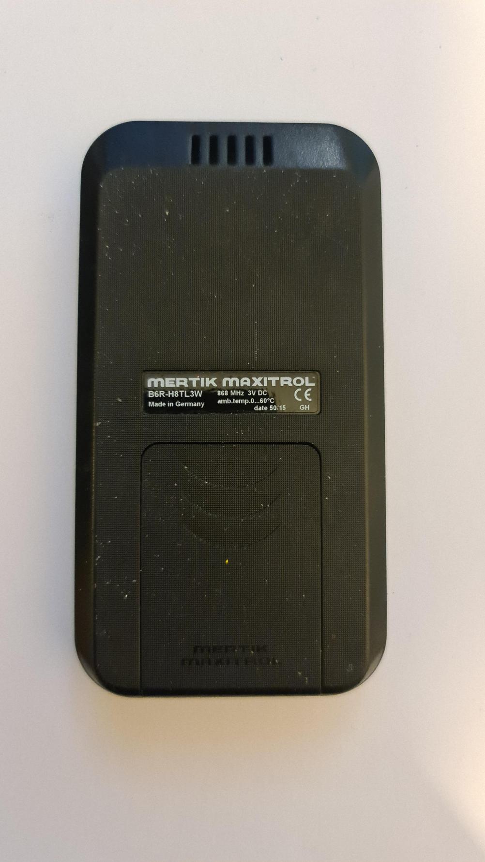 mertik maxitrol  Remote Control - Back Image