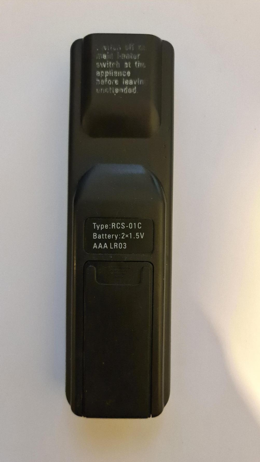 RCS-01C  Remote Control - Back Image