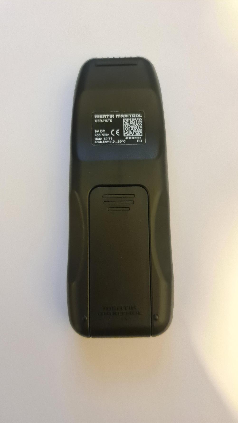 Mertik Maxitrol  Remote Control - Back Image