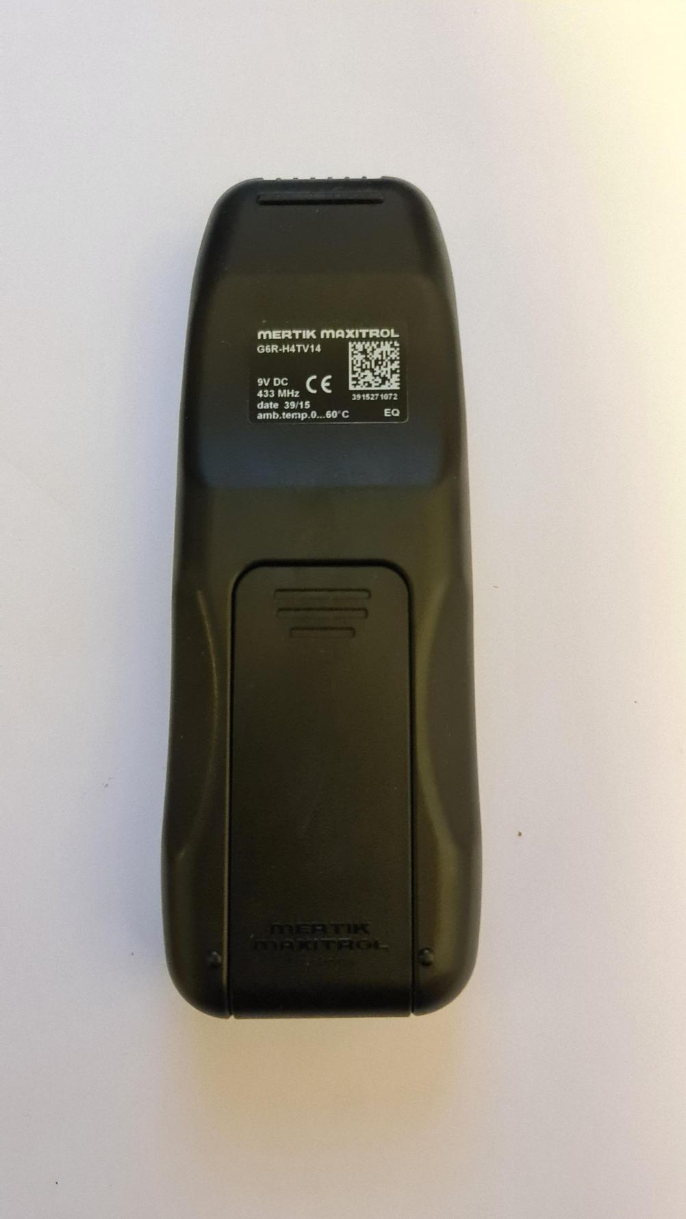 Mertek Maxitrol  G6R-H4TV14 Remote Control - Back Image
