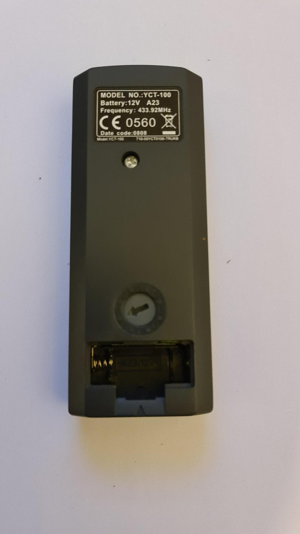 Suncrest YCT-100 Remote Control - Back Image