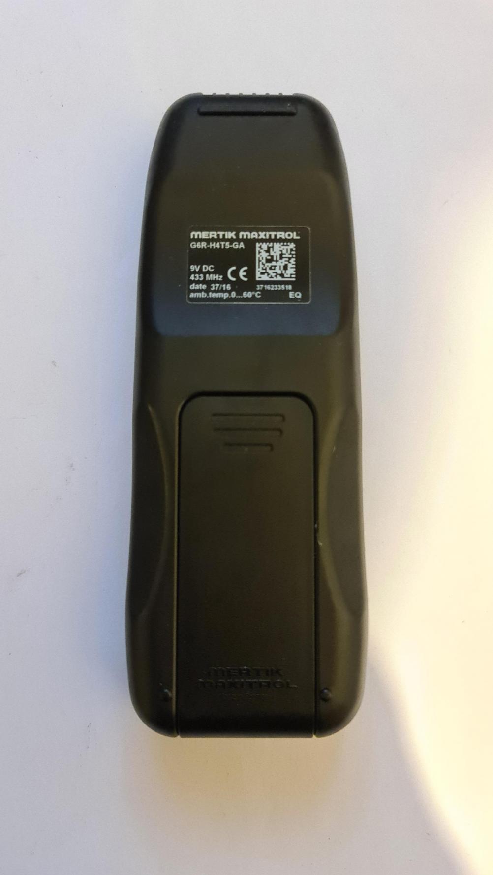 Mertik maxitrol  Remote Control - Back Image