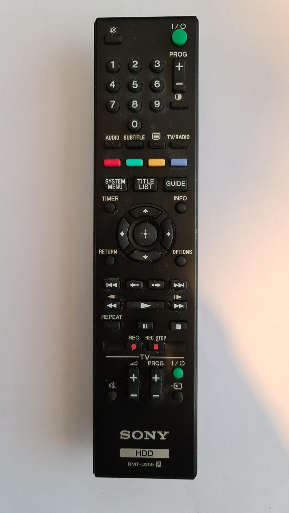 Sony HDD RMT-D259 Remote Control - Front Image