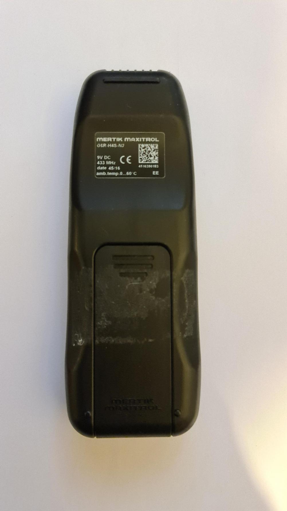 Mertik Maxitrol  Remote Control - Back Image