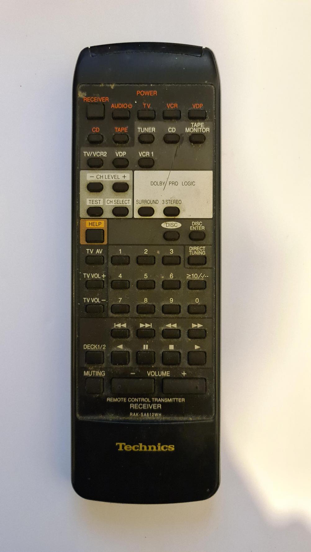 Technics RAK-SA512WH Remote Control - Front Image