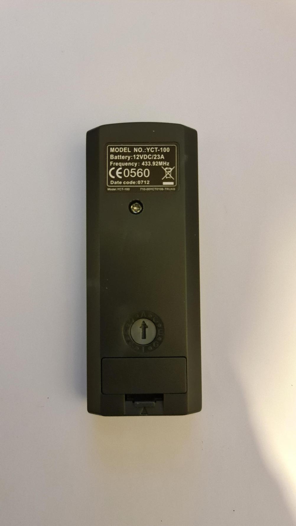 Flamerite YCT-100 Remote Control - Back Image