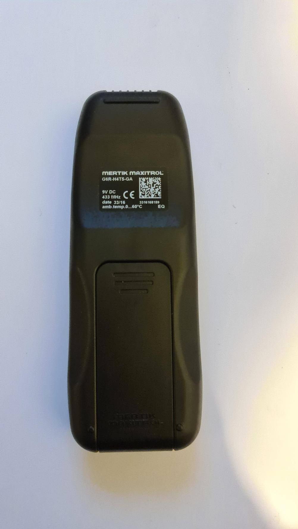 Mertik Maxitrol  G6R-H4T5-GA Remote Control - Back Image