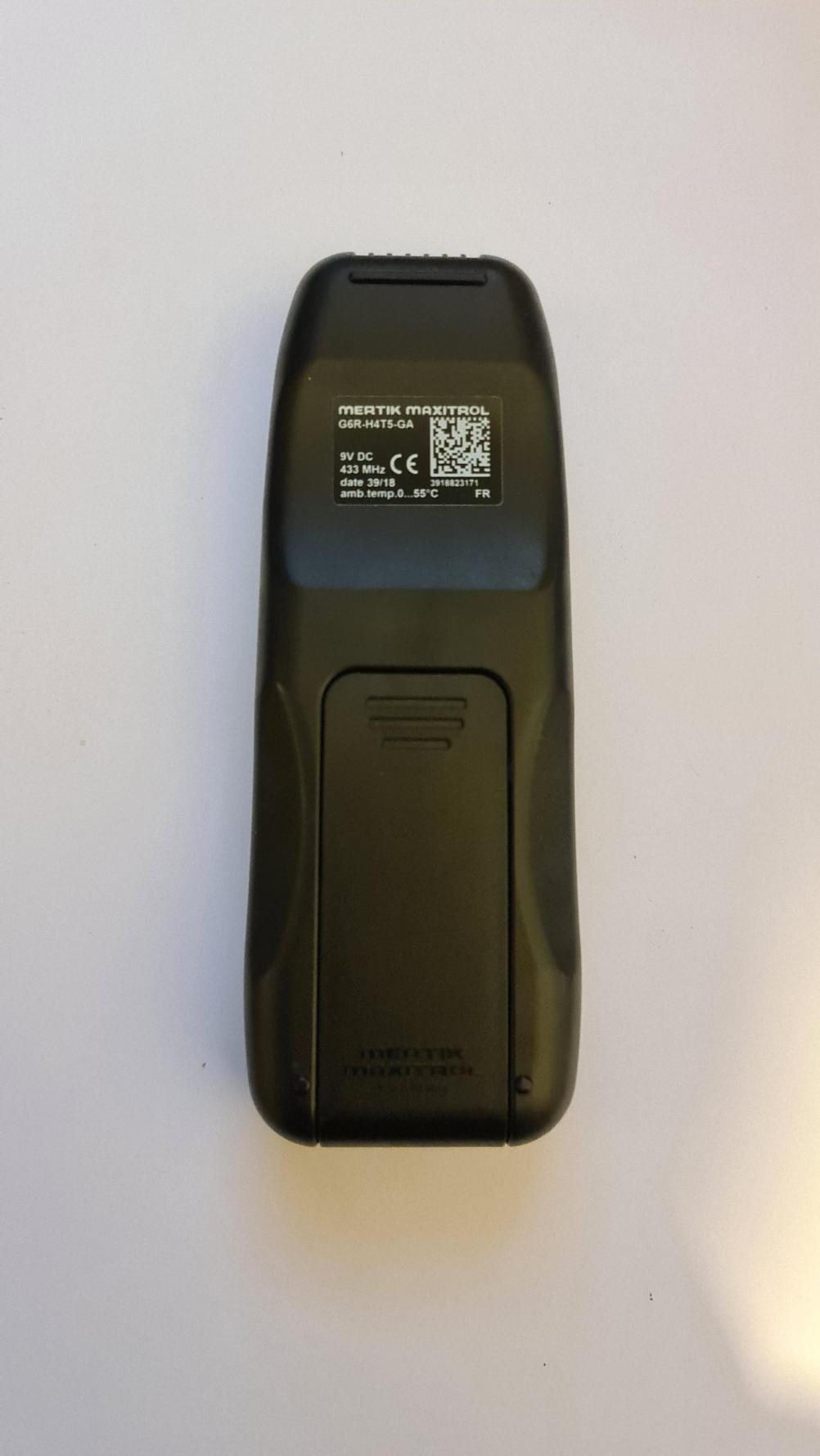 Mertik Maxitrol  Remote Control - Back Image